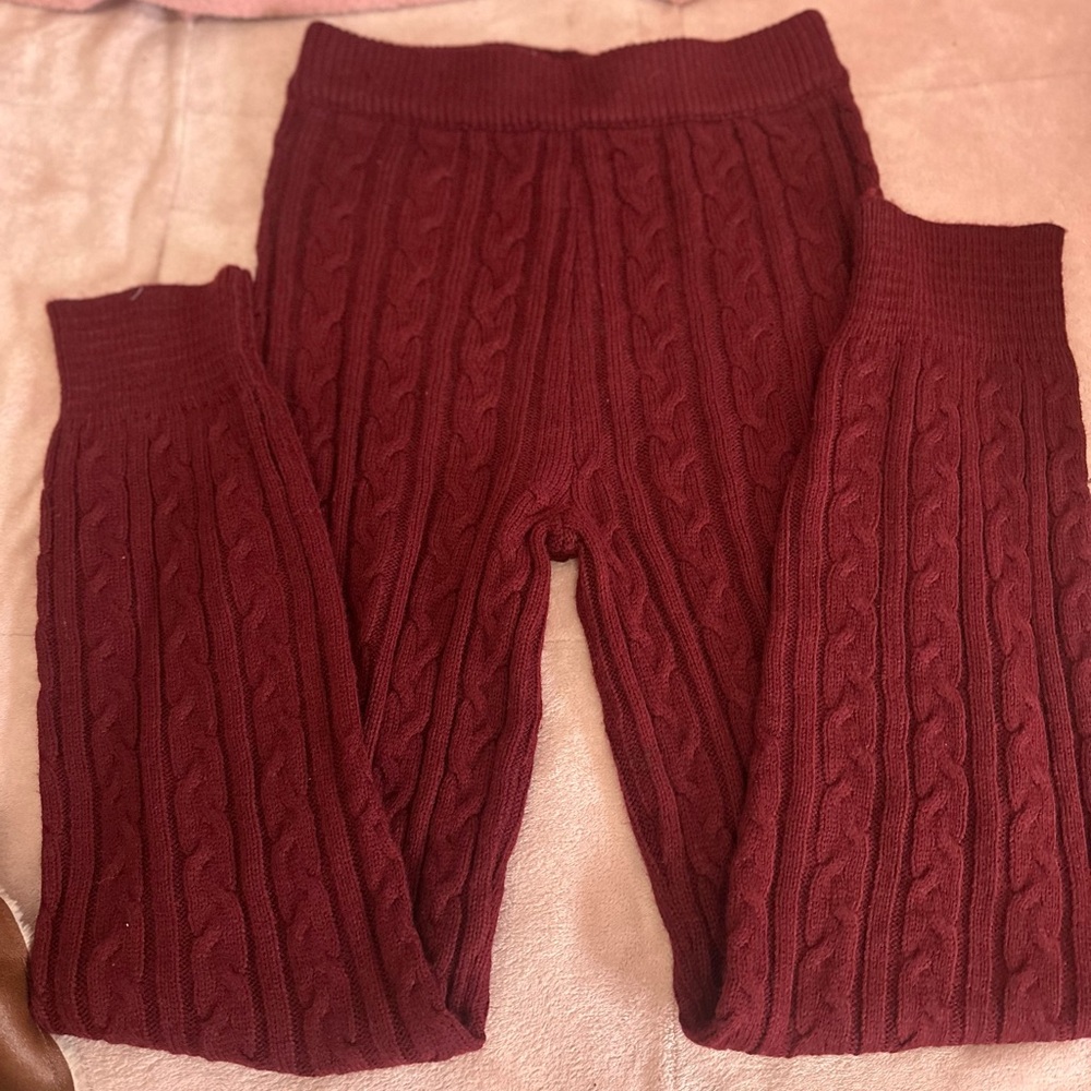 Fashion Nova Red Cable Knit Leggings